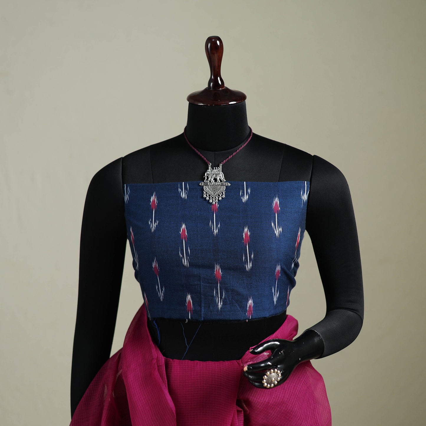 Pink - Nazaakat Kota Doria Cotton Plain Saree with Blouse & Jewellery Set 71