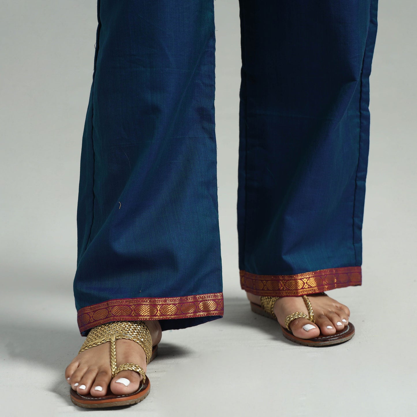 Blue - Dharwad Cotton Kurta with Palazzo & Dupatta Set