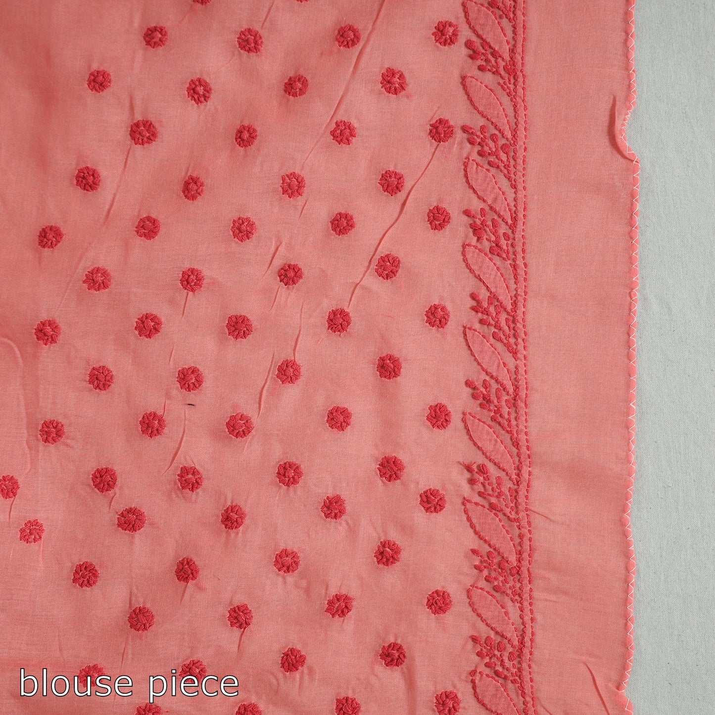 Pink - Lucknow Chikankari Hand Embroidery Pure Cotton Saree 62