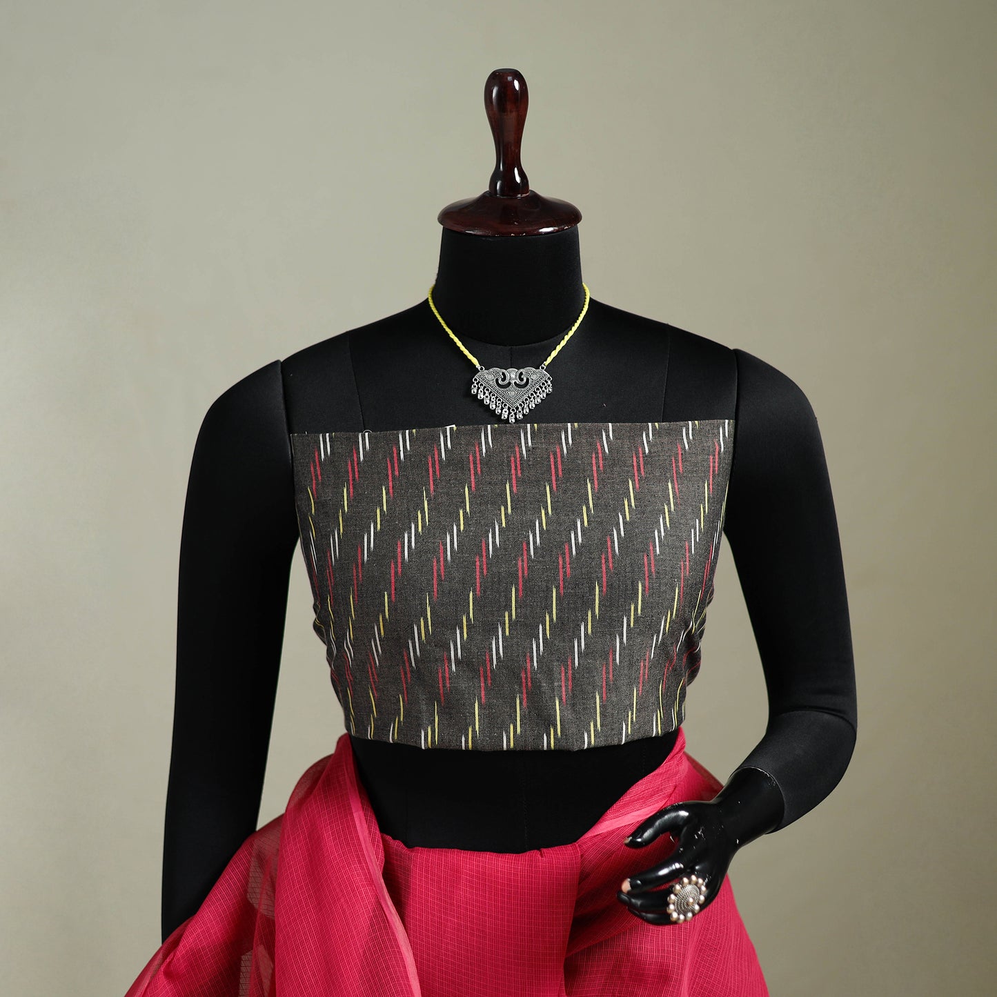 Pink - Nazaakat Kota Doria Cotton Plain Saree with Blouse & Jewellery Set 75