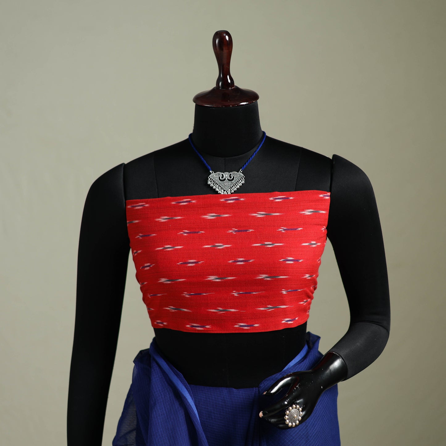 Blue - Nazaakat Kota Doria Cotton Plain Saree with Blouse & Jewellery Set 80