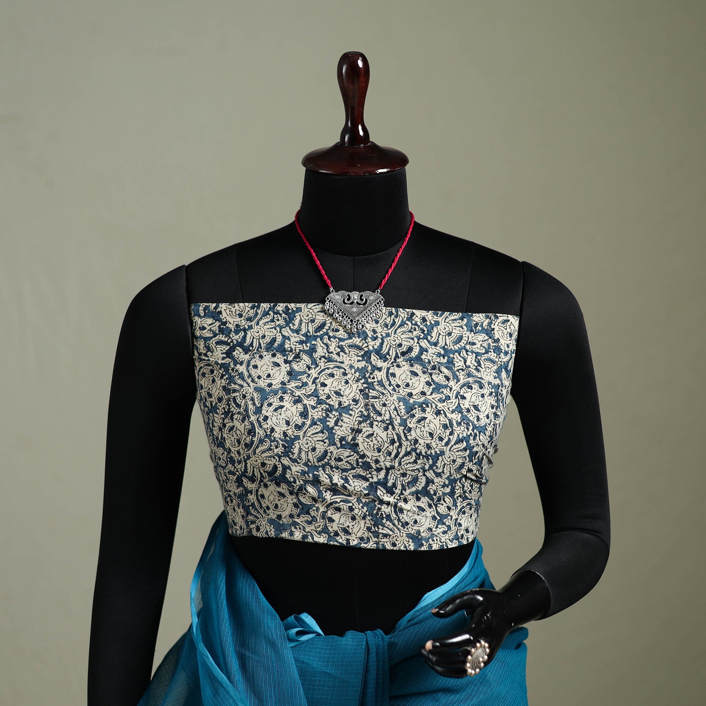 Blue - Nazaakat Kota Doria Cotton Plain Saree with Blouse & Jewellery Set 86