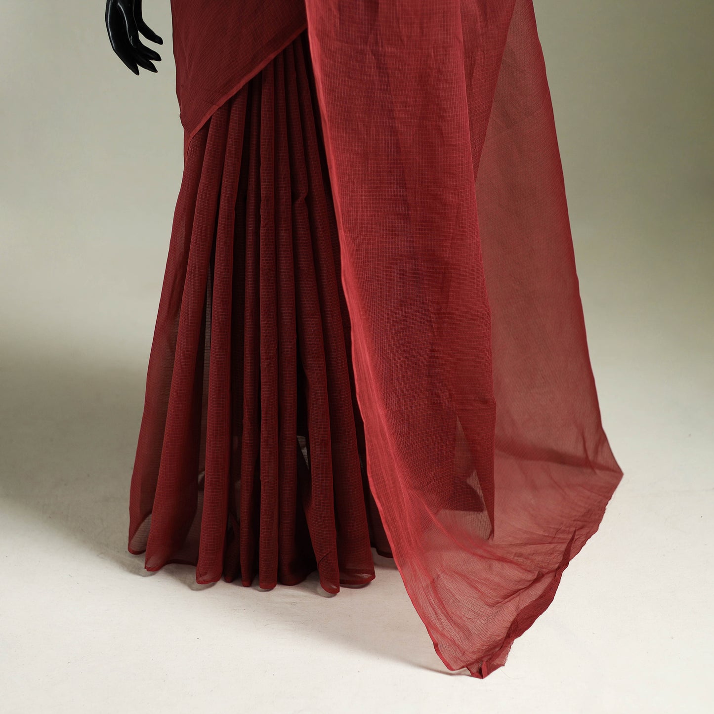 Red - Nazaakat Kota Doria Cotton Plain Saree with Blouse & Jewellery Set 101