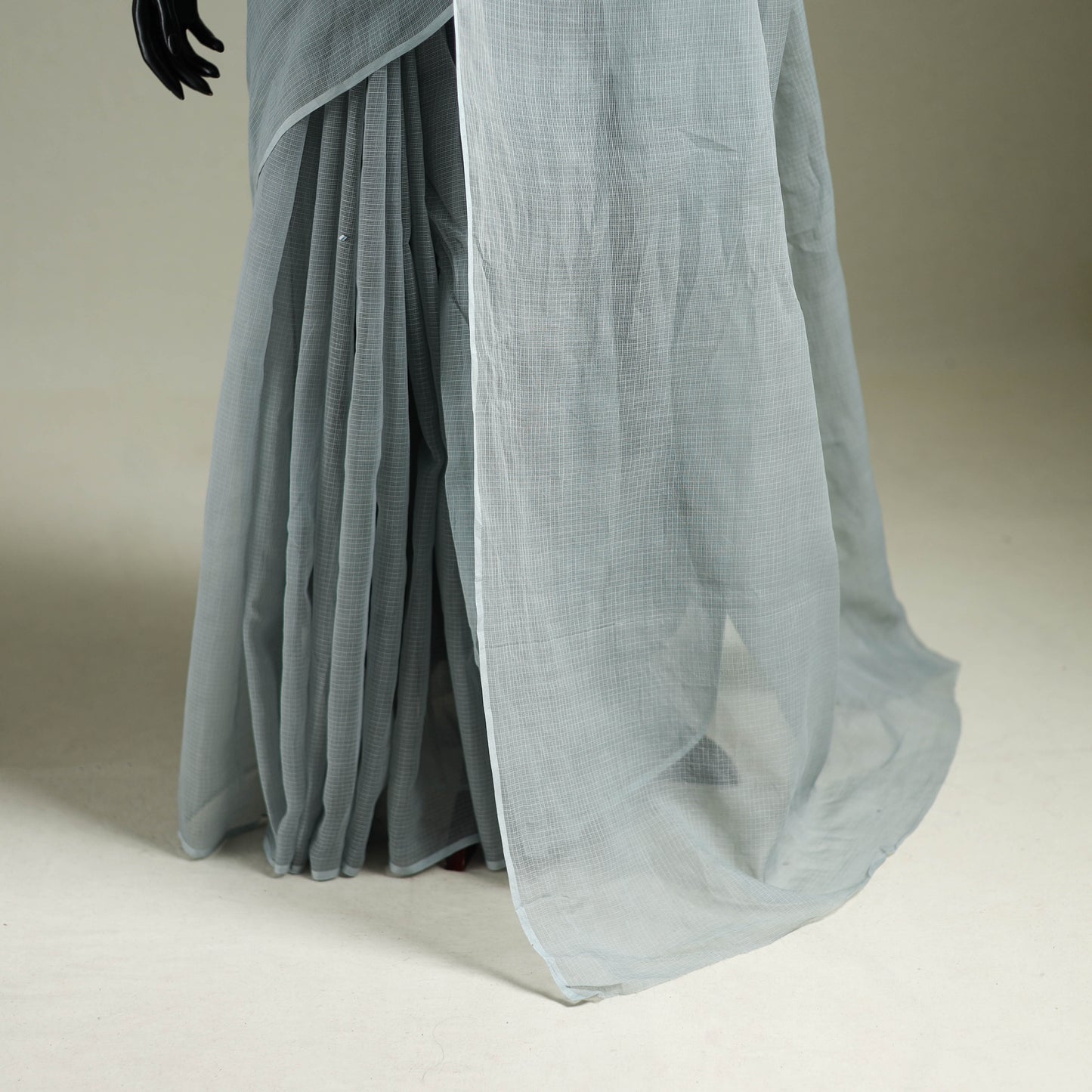 Grey - Nazaakat Kota Doria Cotton Plain Saree with Blouse & Jewellery Set 102