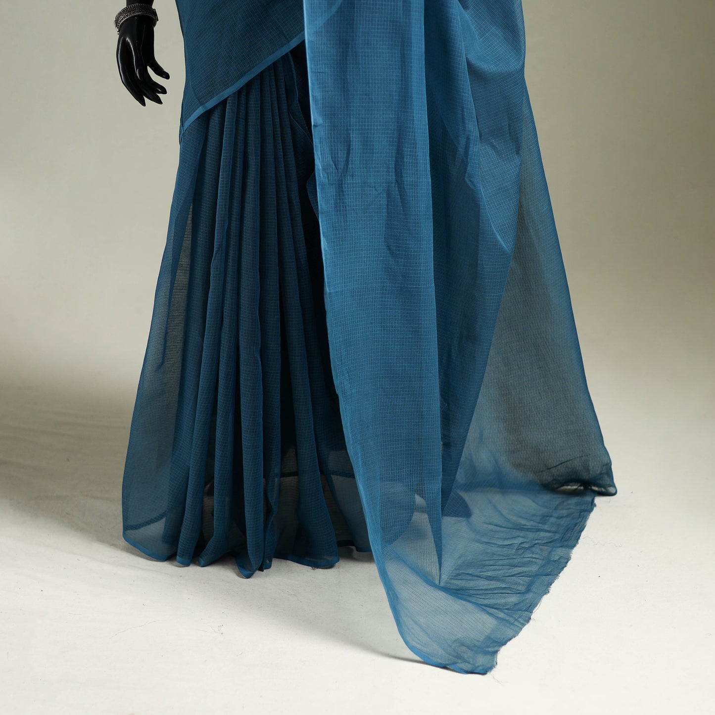 Blue - Nazaakat Kota Doria Cotton Plain Saree with Blouse & Jewellery Set 111