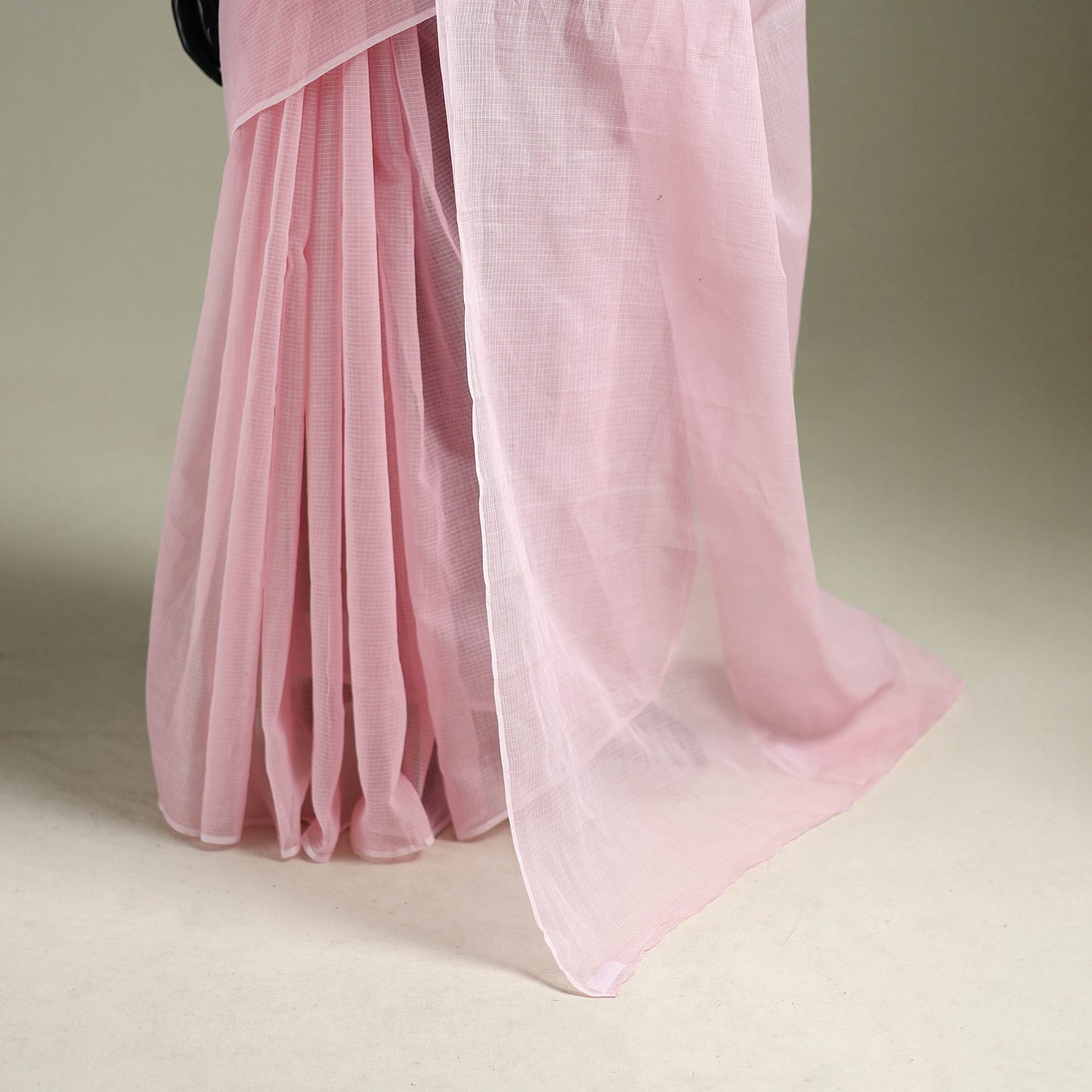 Pink - Nazaakat Kota Doria Cotton Plain Saree with Blouse & Jewellery Set 117