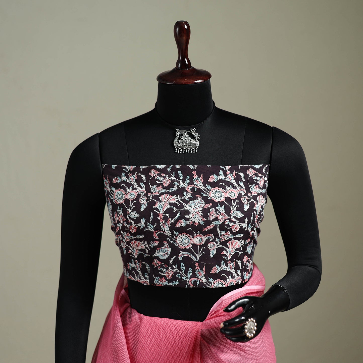 Pink - Nazaakat Kota Doria Cotton Plain Saree with Blouse & Jewellery Set 122