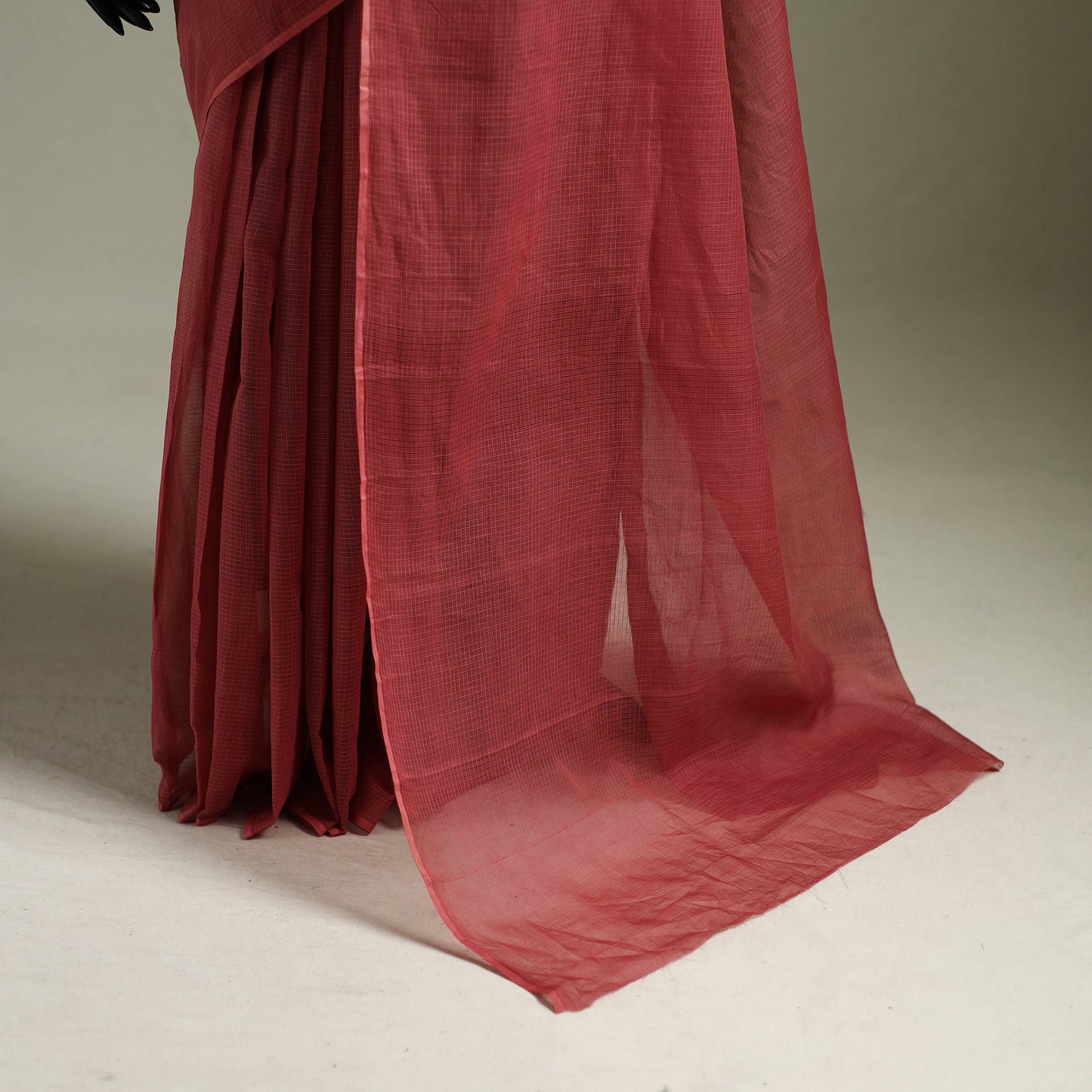 Red - Nazaakat Kota Doria Cotton Plain Saree with Blouse & Jewellery Set 124