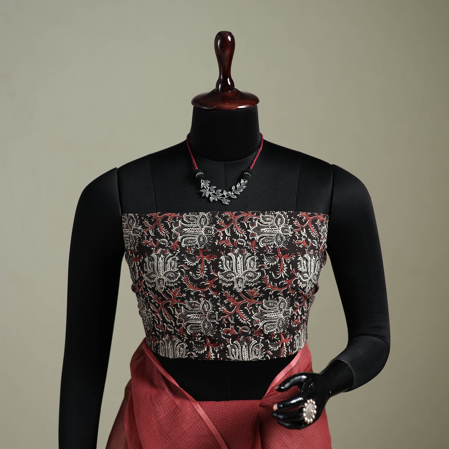 Red - Nazaakat Kota Doria Cotton Plain Saree with Blouse & Jewellery Set 126