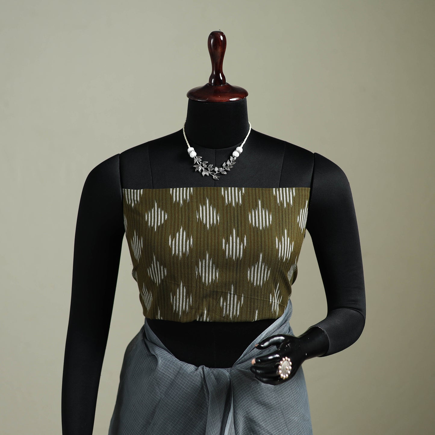 Grey - Nazaakat Kota Doria Cotton Plain Saree with Blouse & Jewellery Set 131