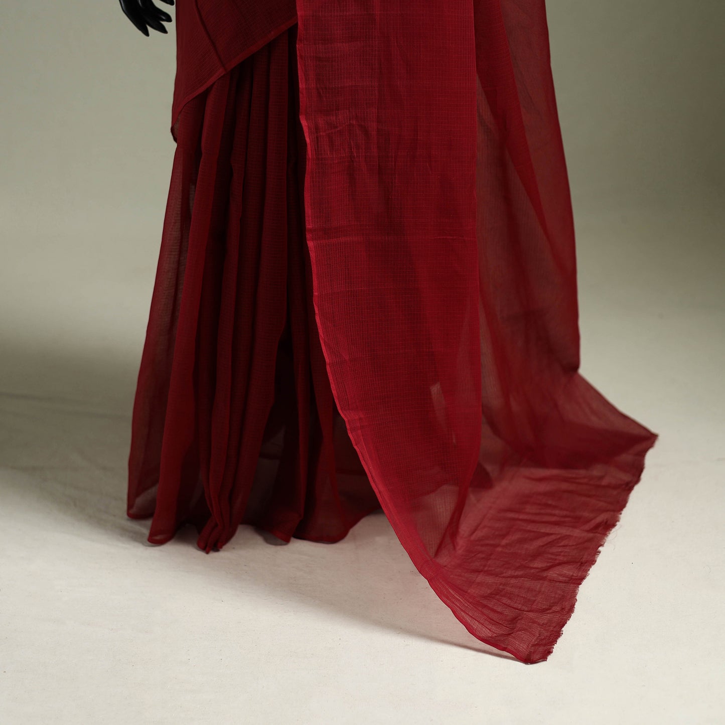 Red - Nazaakat Kota Doria Cotton Plain Saree with Blouse & Jewellery Set 132