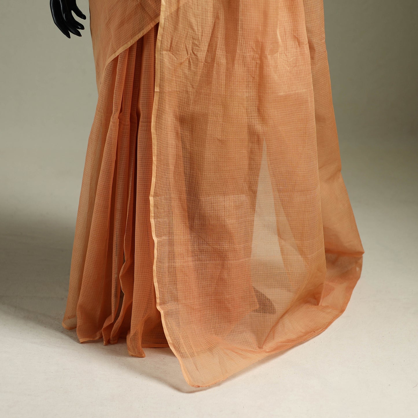 Peach - Nazaakat Kota Doria Cotton Plain Saree with Blouse & Jewellery Set 134