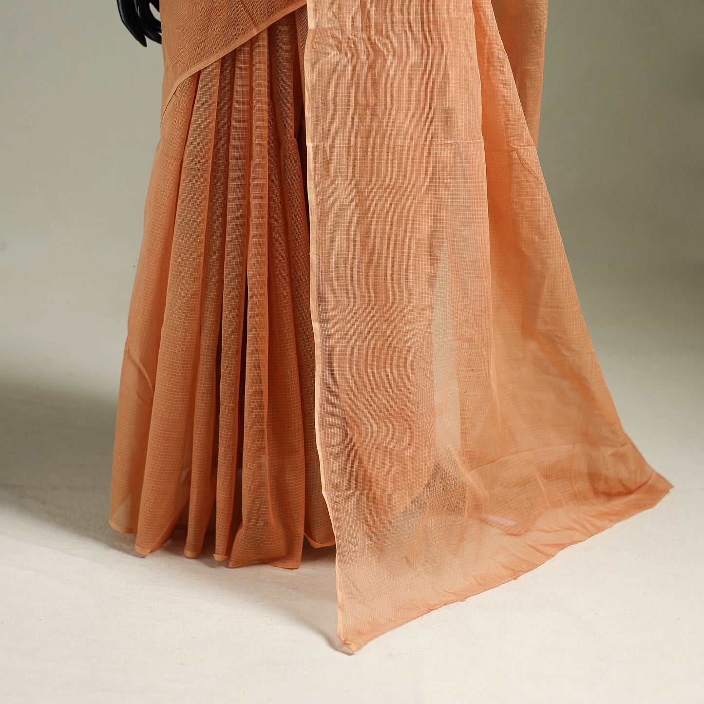 Peach - Nazaakat Kota Doria Cotton Plain Saree with Blouse & Jewellery Set 137