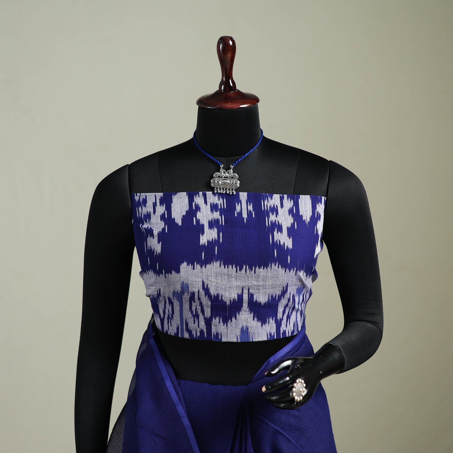 Blue - Nazaakat Kota Doria Cotton Plain Saree with Blouse & Jewellery Set 138