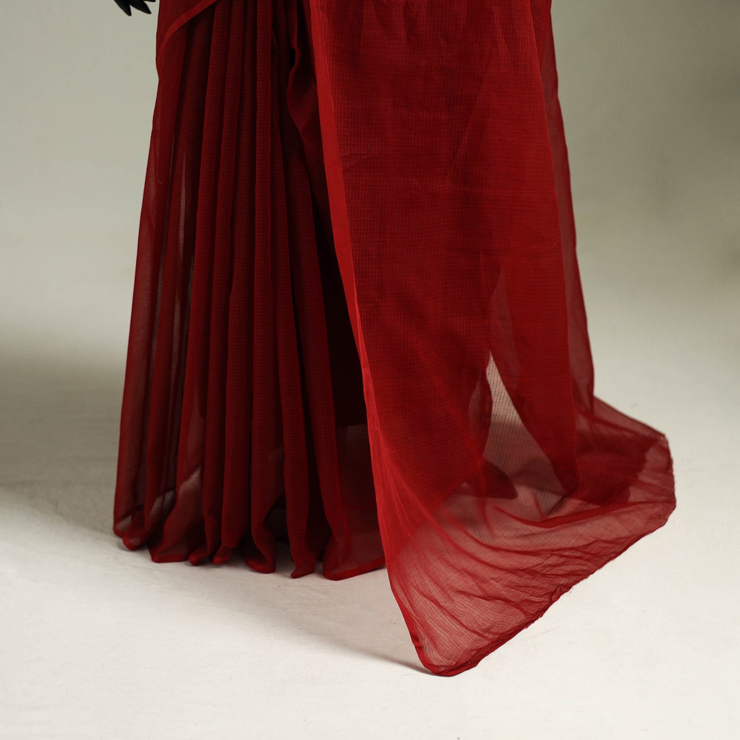 Red - Nazaakat Kota Doria Cotton Plain Saree with Blouse & Jewellery Set 139