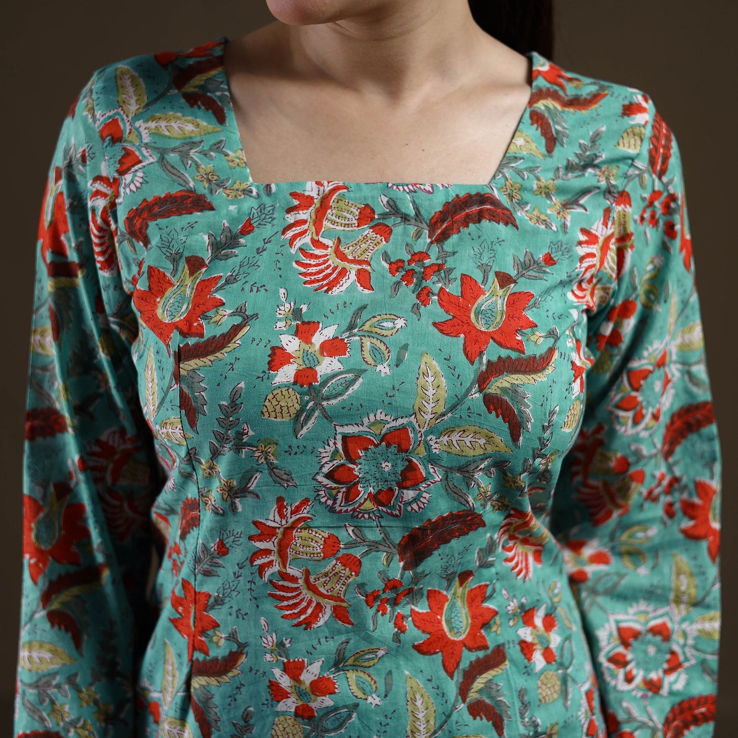 Green - Sanganeri Hand Block Print Cotton Short Kurta for women 11