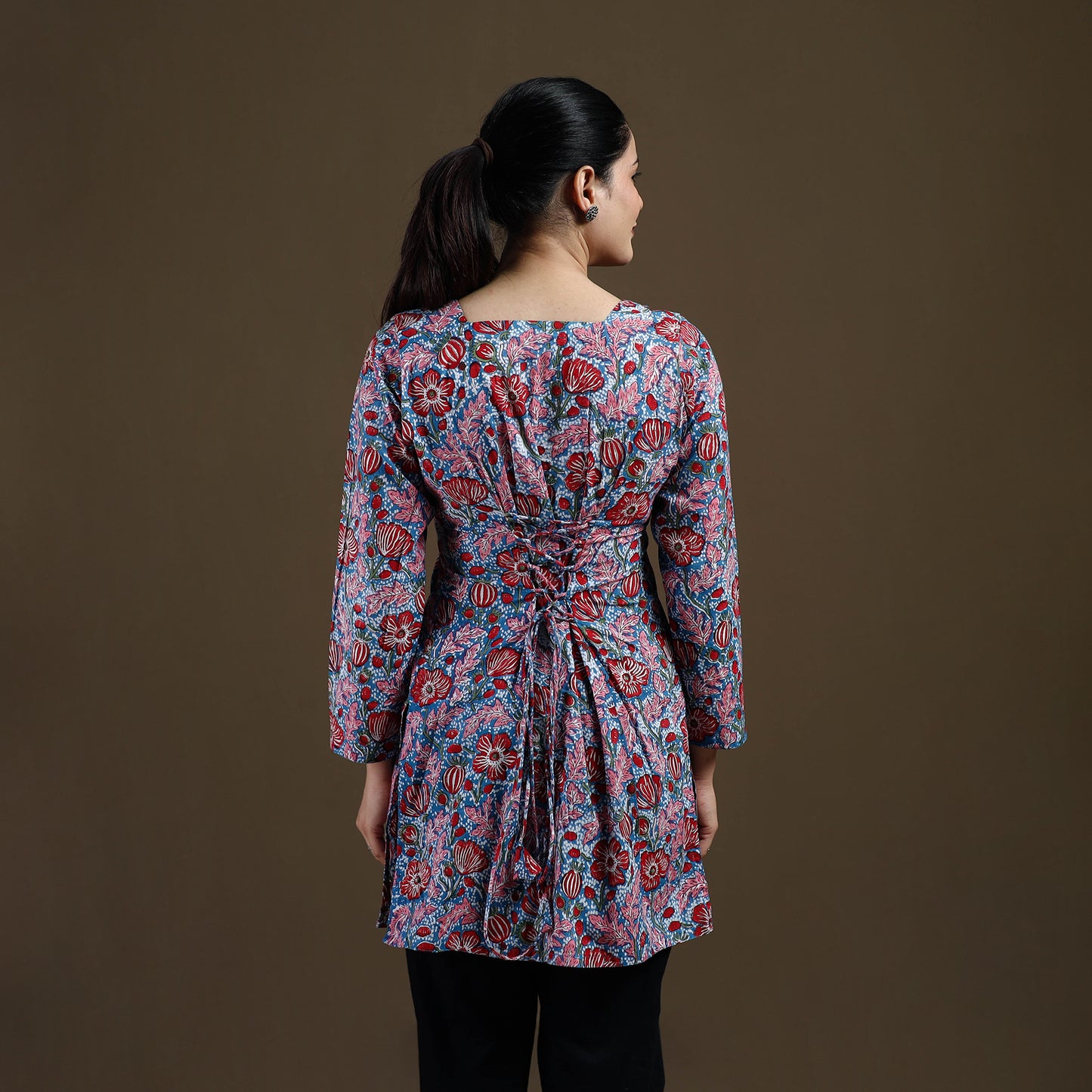 Blue - Sanganeri Hand Block Print Cotton Short Kurta for women 12