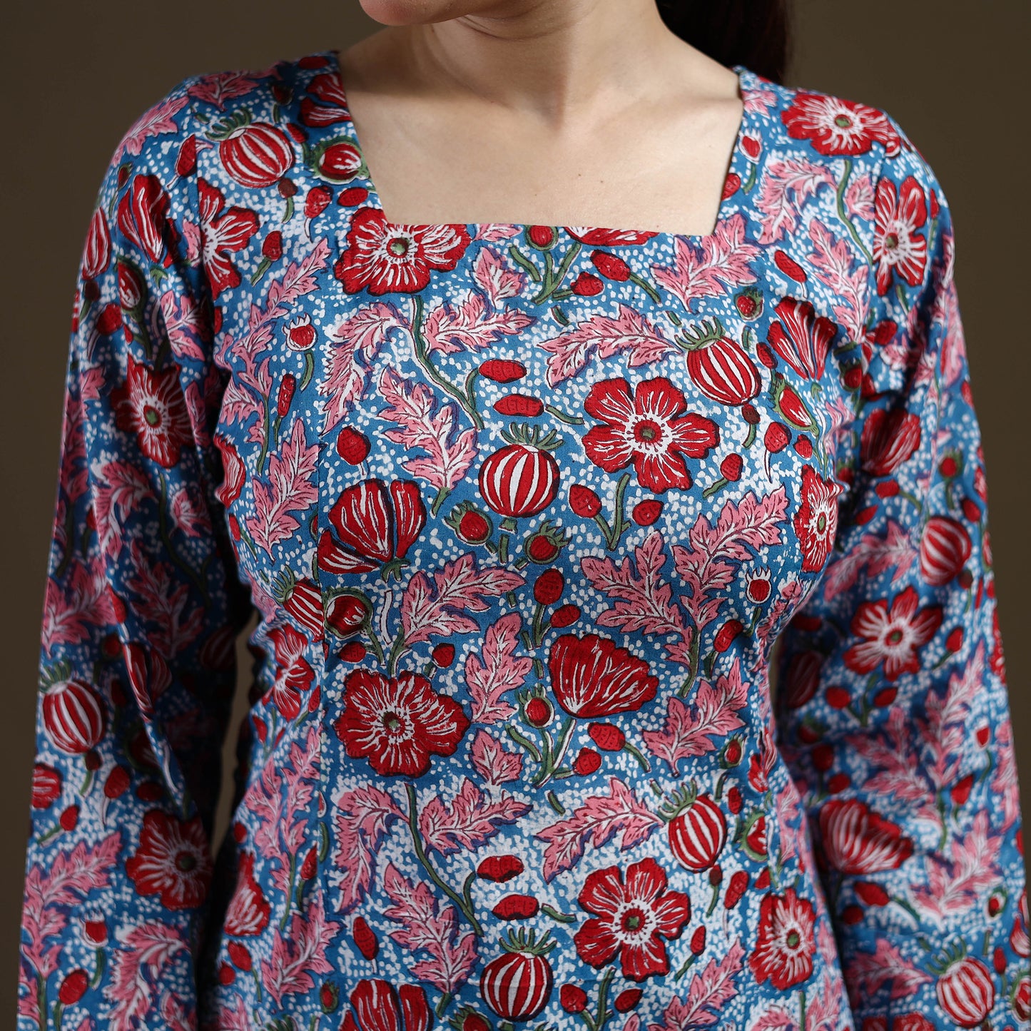 Blue - Sanganeri Hand Block Print Cotton Short Kurta for women 12