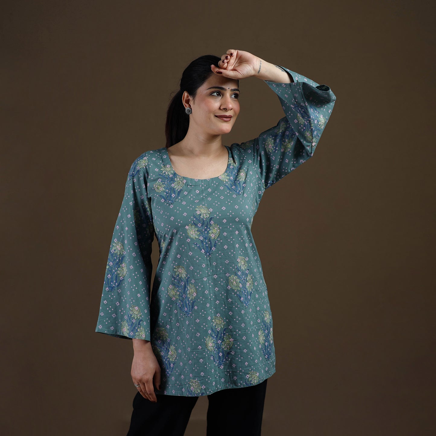 Blue - Sanganeri Hand Block Print Pure Mul Cotton Short Kurta for women 09