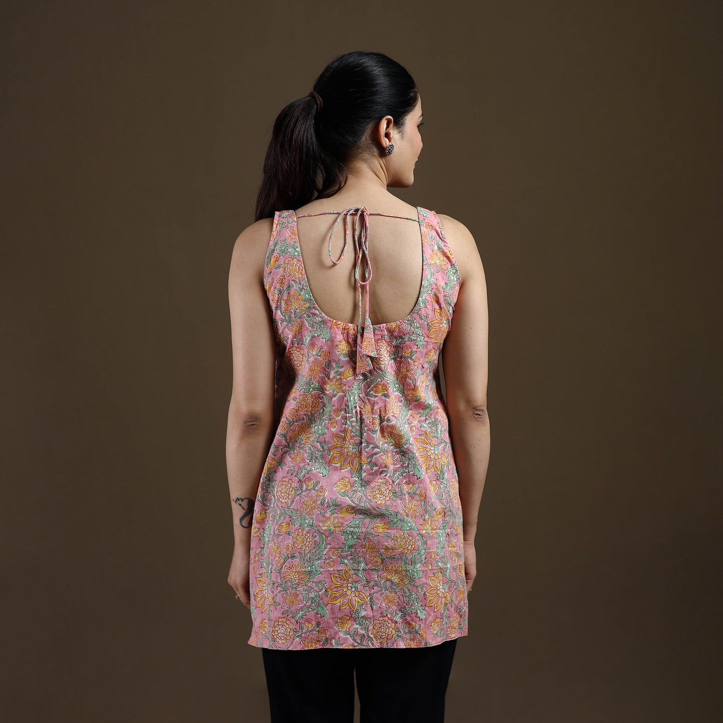 Pink - Sanganeri Hand Block Print Cotton Short Kurta for women 20