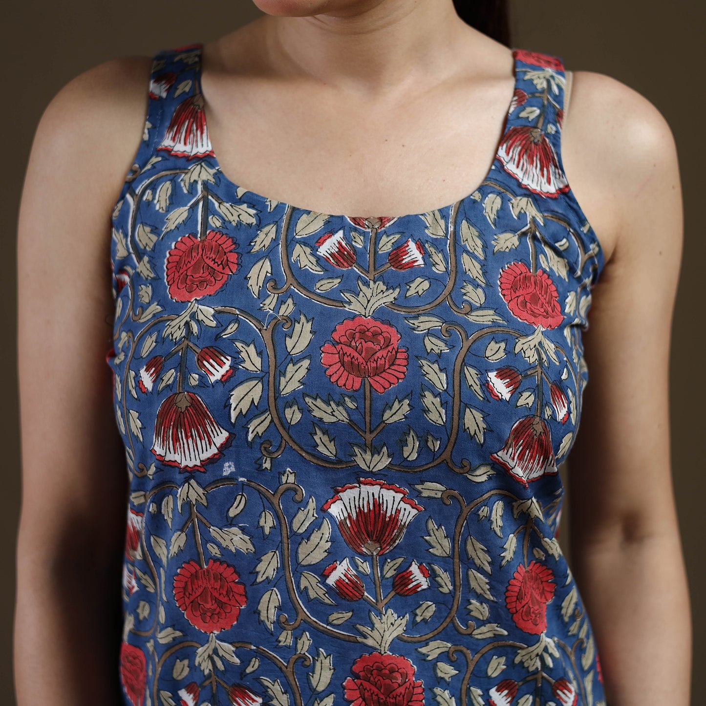 Blue - Sanganeri Hand Block Print Cotton Short Kurta for women 18