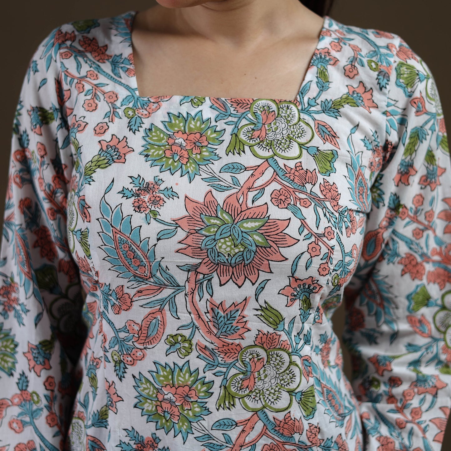 White - Sanganeri Hand Block Print Pure Mul Cotton Short Kurta for women 14