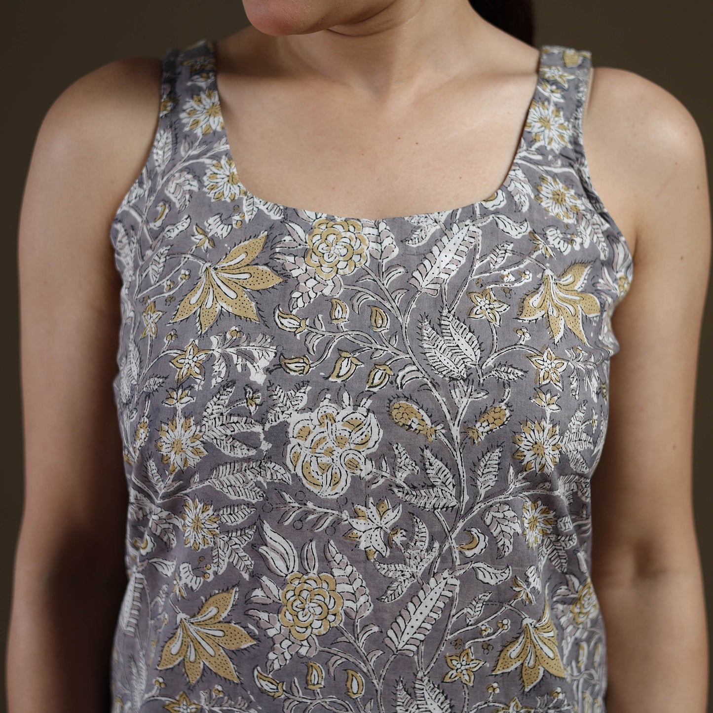Grey - Sanganeri Hand Block Print Cotton Short Kurta for women 17
