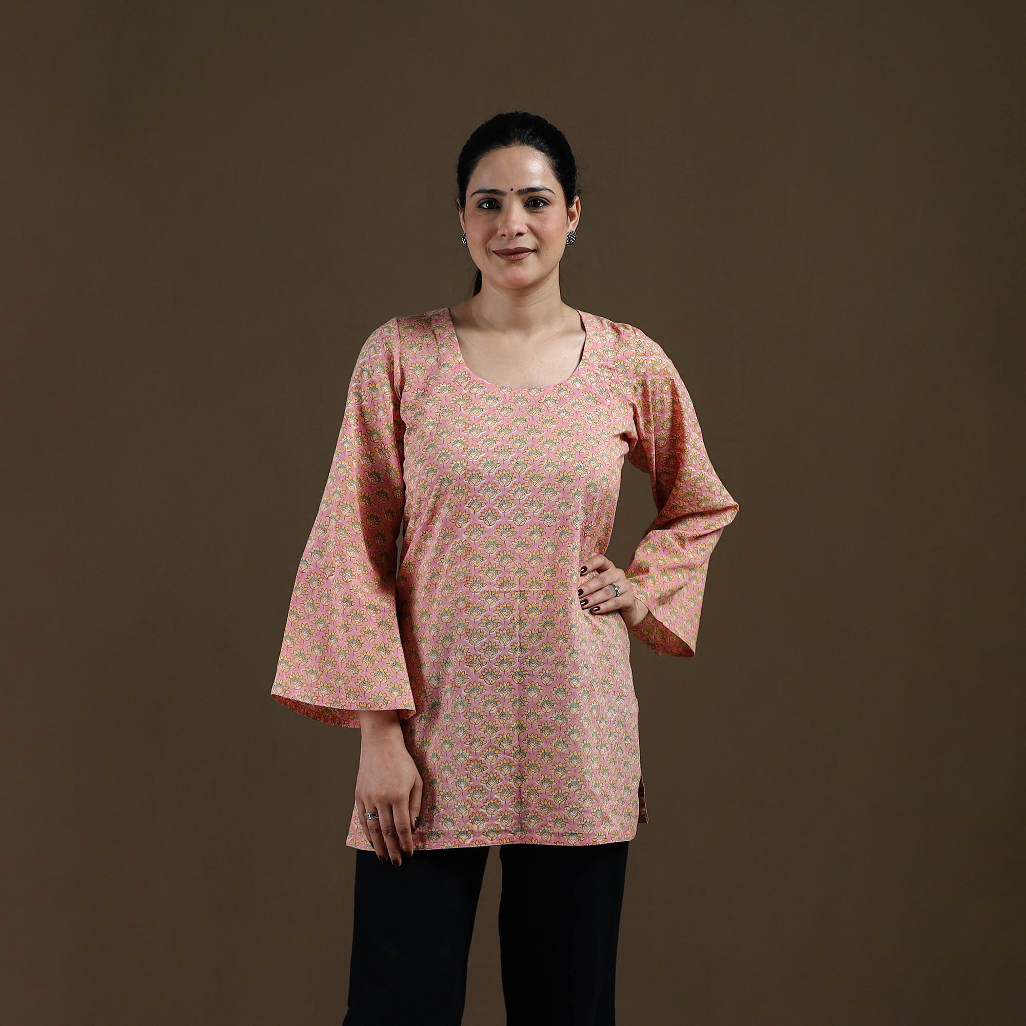 Blue - Sanganeri Block Printed Cotton Kurta with Palazzo & Dupatta Set