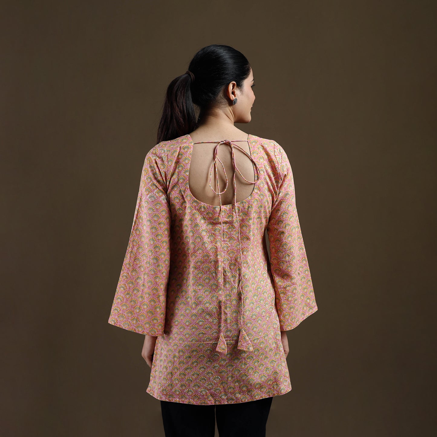 Pink - Sanganeri Hand Block Print Cotton Short Kurta for women 07