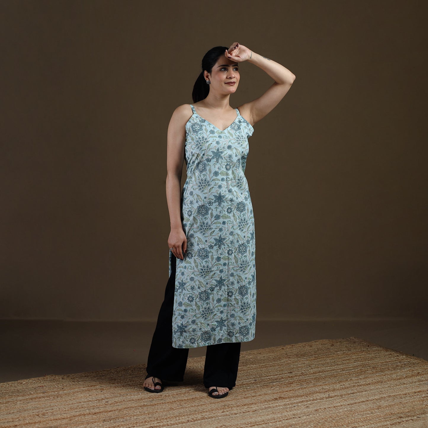 Blue - Sanganeri Hand Block Print Cotton Straight Kurta for women 23