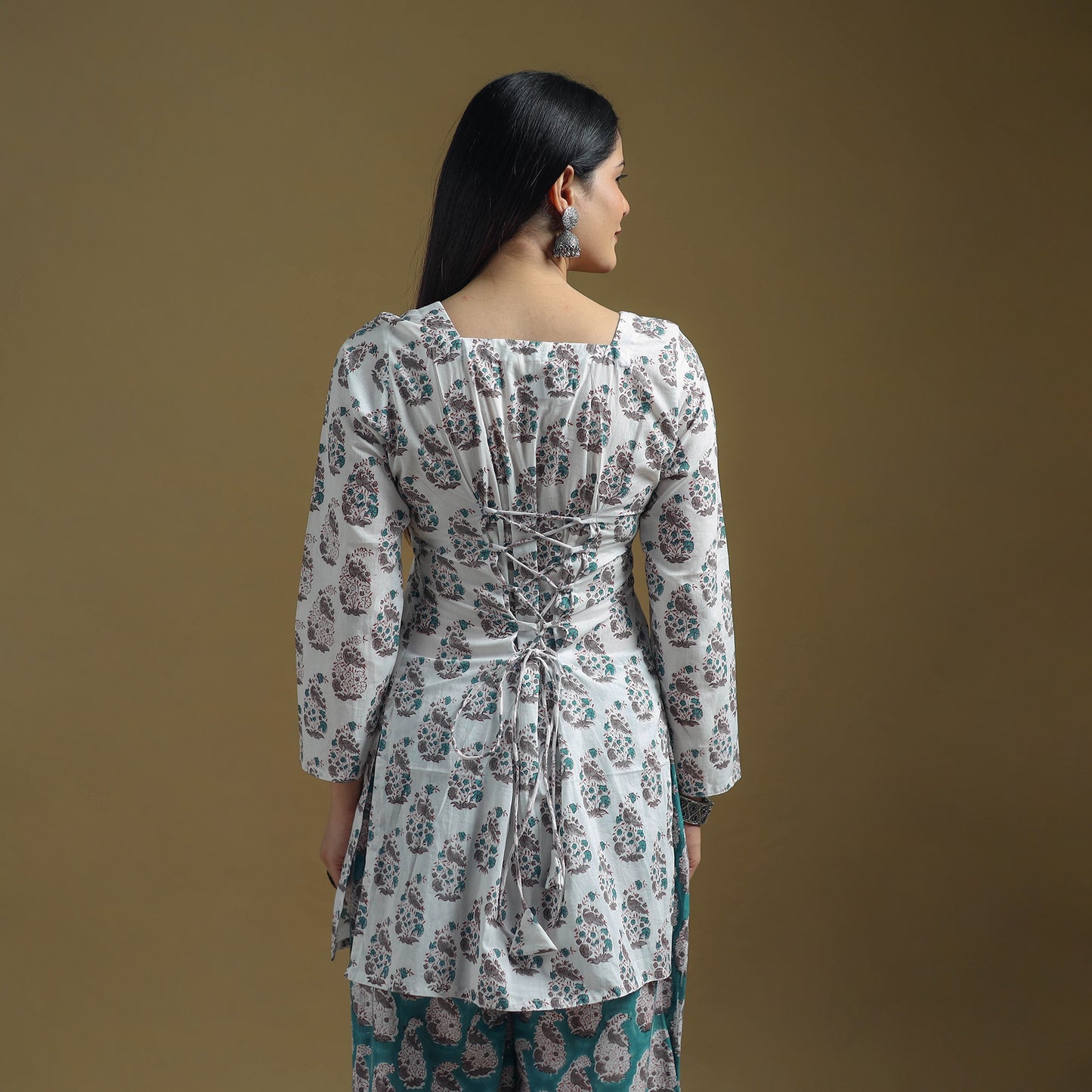 Green - Sanganeri Hand Block Print Cotton Suit Set with Dupatta for women 30