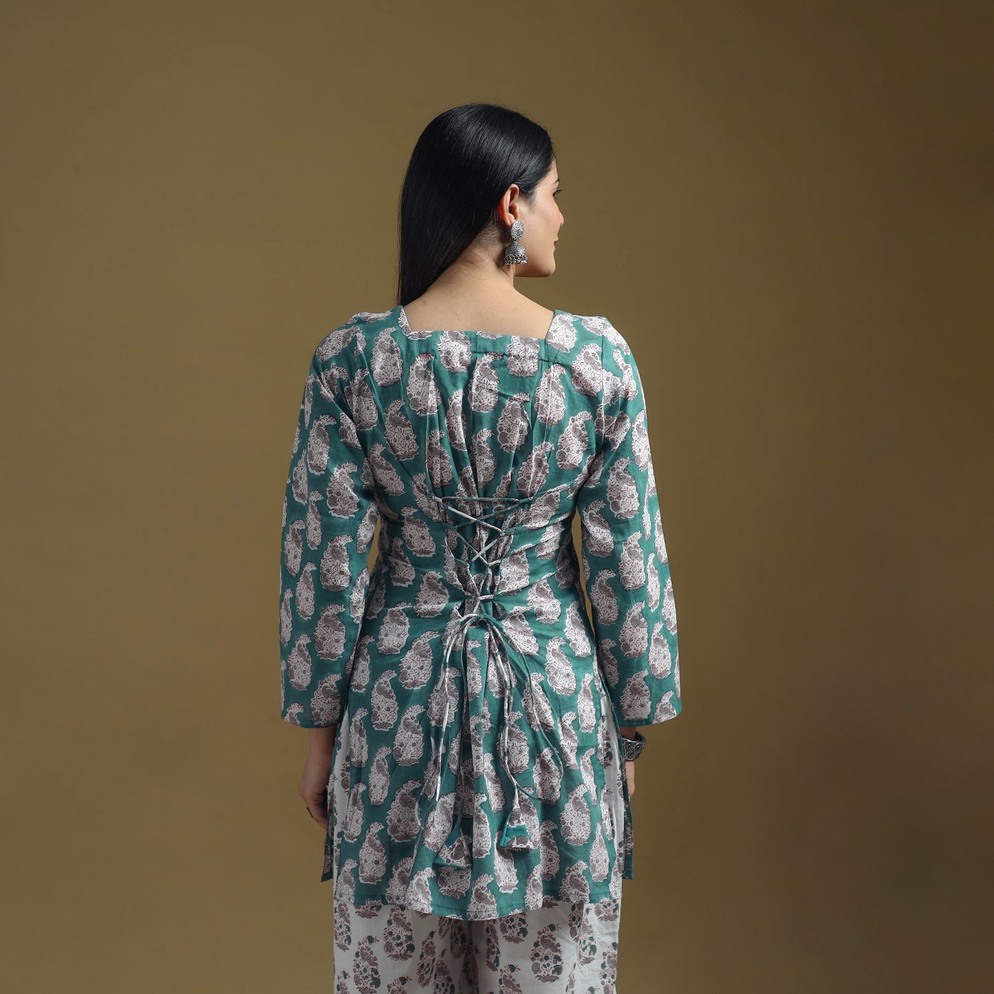 Green - Sanganeri Hand Block Print Cotton Suit Set with Dupatta for women 31