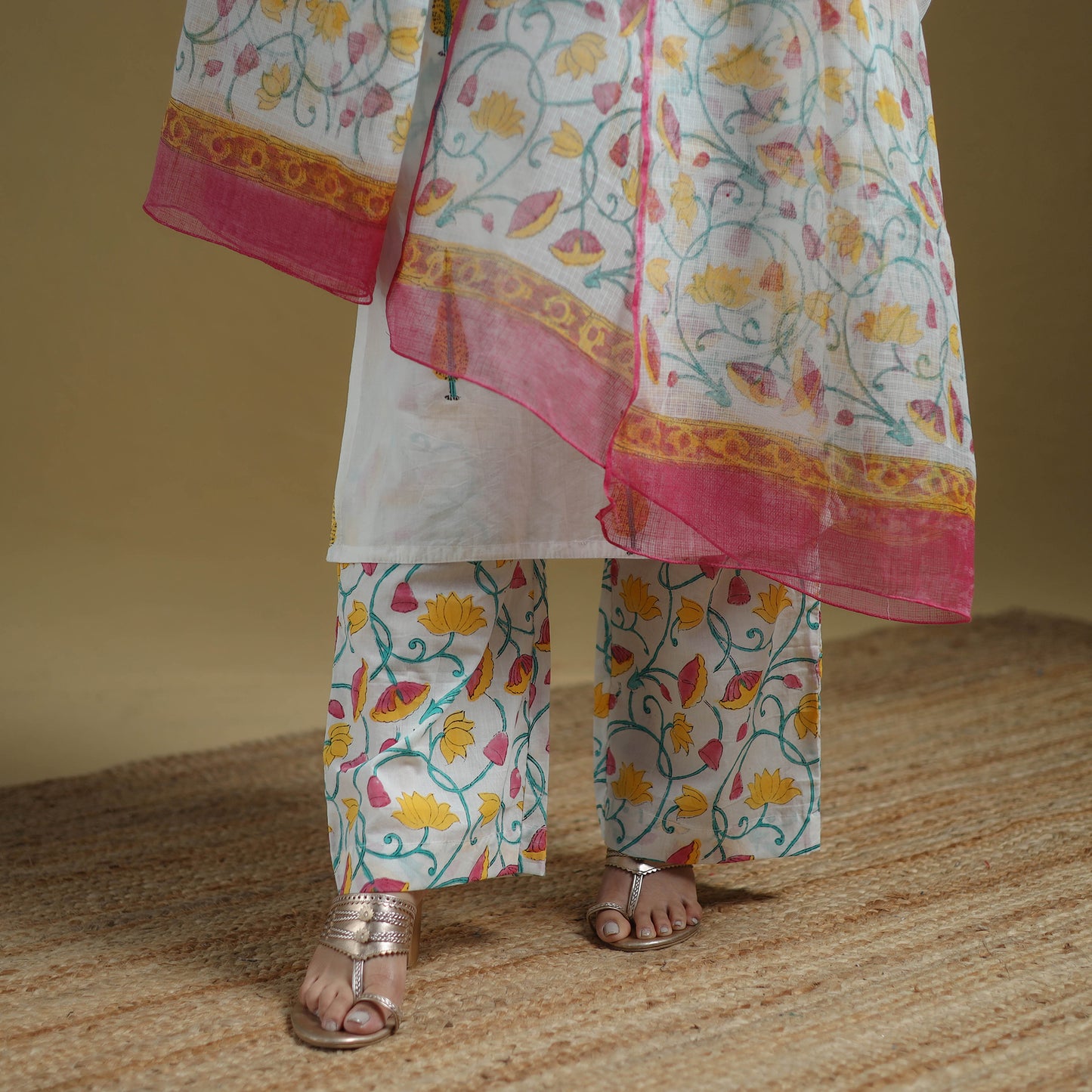 Sanganeri Hand Block Print Cotton Suit Set with Dupatta for women 18