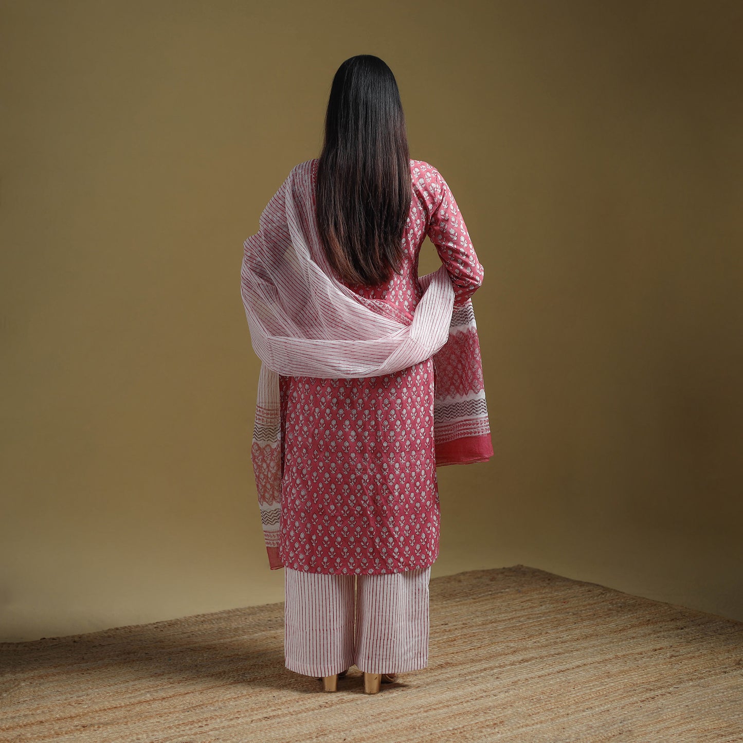 Sanganeri Hand Block Print Cotton Suit Set with Dupatta for women 16