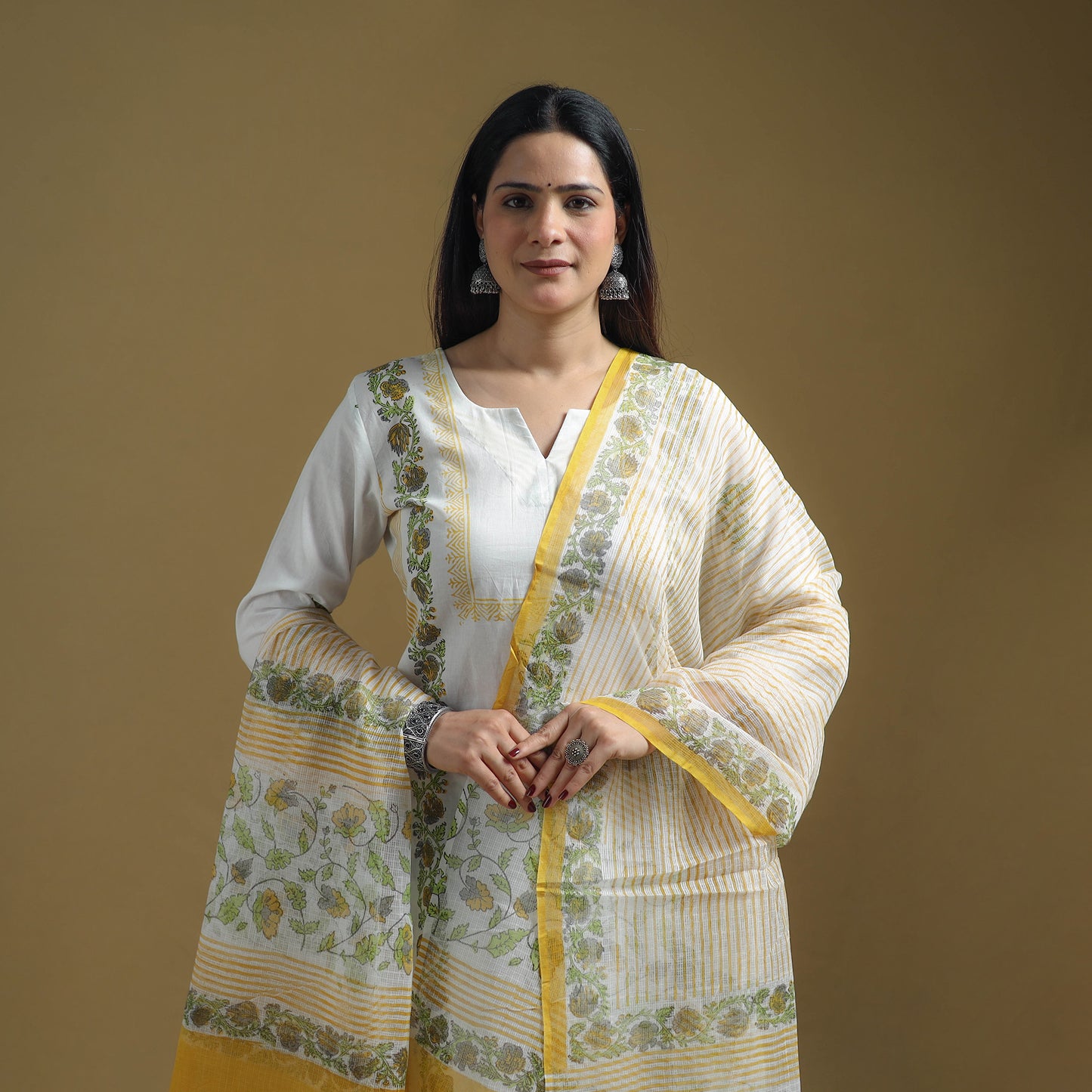 Sanganeri Hand Block Print Cotton Suit Set with Dupatta for women 15