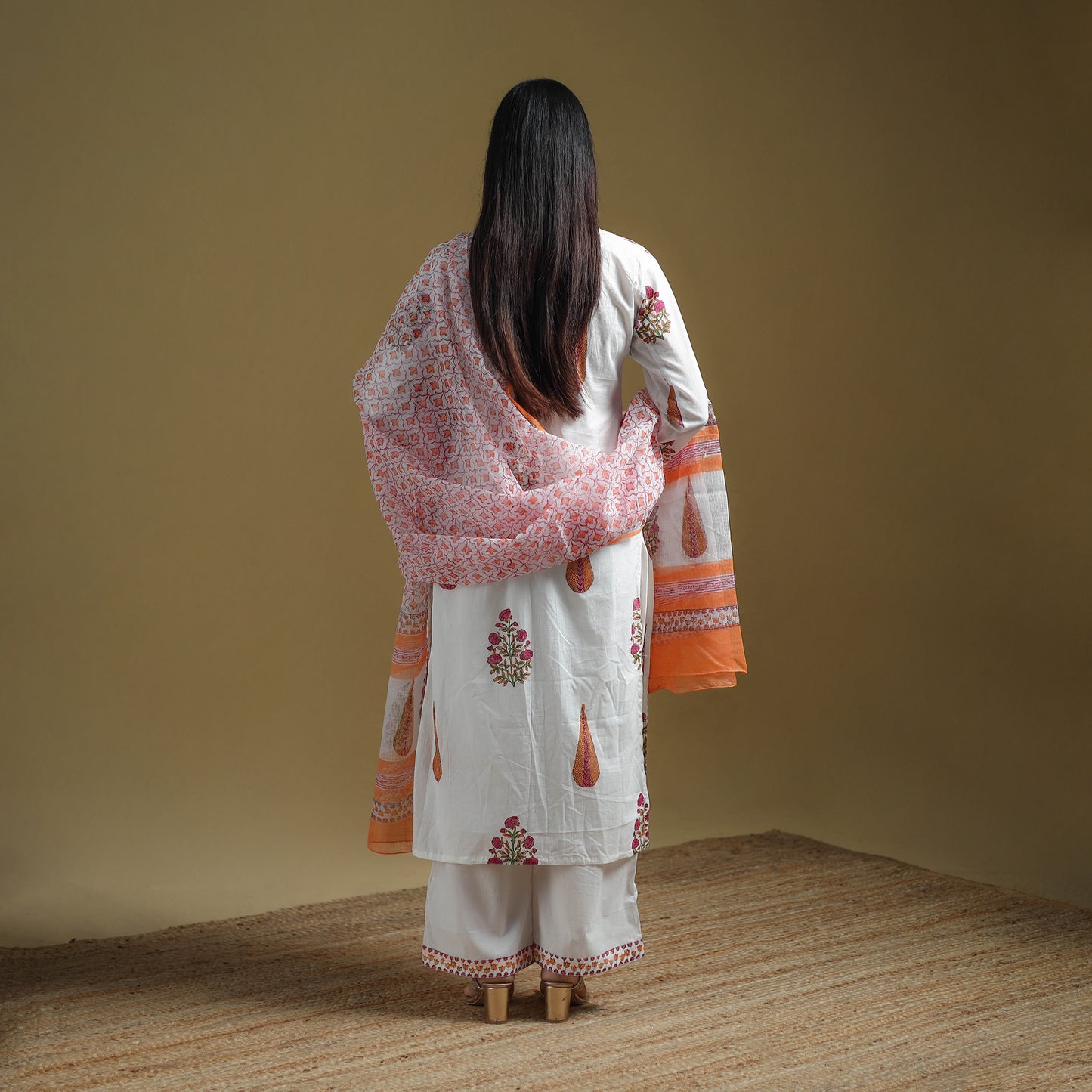 Sanganeri Hand Block Print Cotton Suit Set with Dupatta for women 13