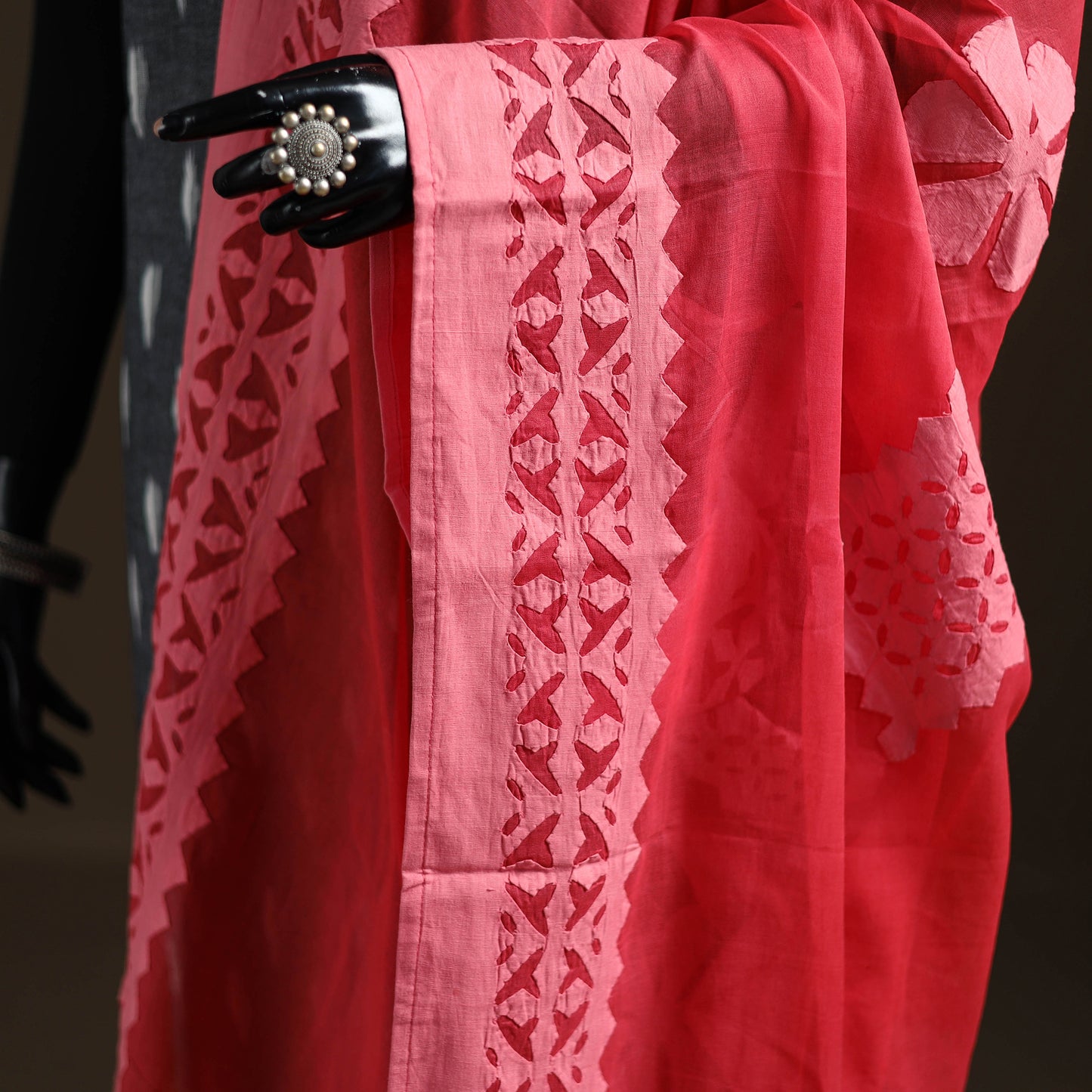 Red - Pure Cotton Barmer Cutwork Applique Dupatta 30