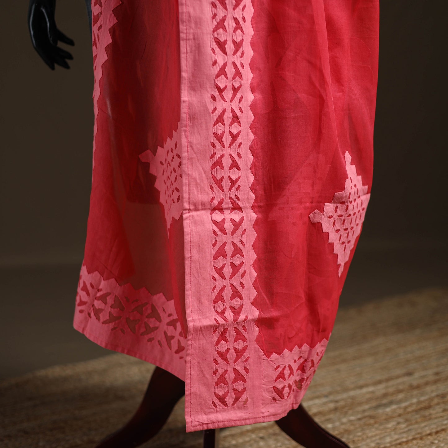 Red - Pure Cotton Barmer Cutwork Applique Dupatta 30