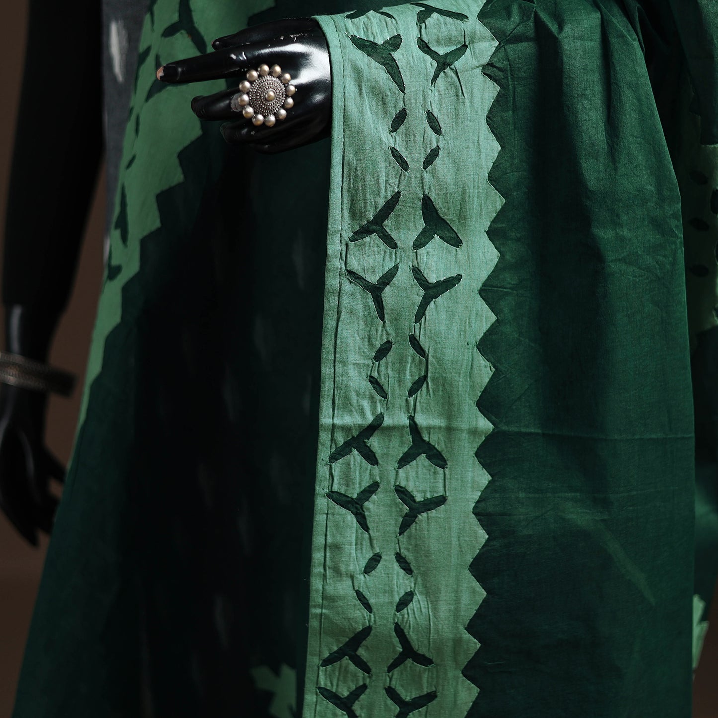 Green - Pure Cotton Barmer Cutwork Applique Dupatta 12