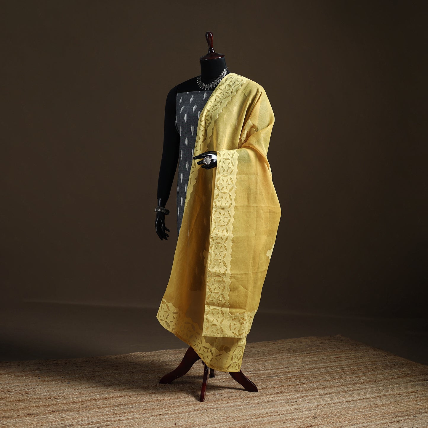 Yellow - Pure Cotton Barmer Cutwork Applique Dupatta 33