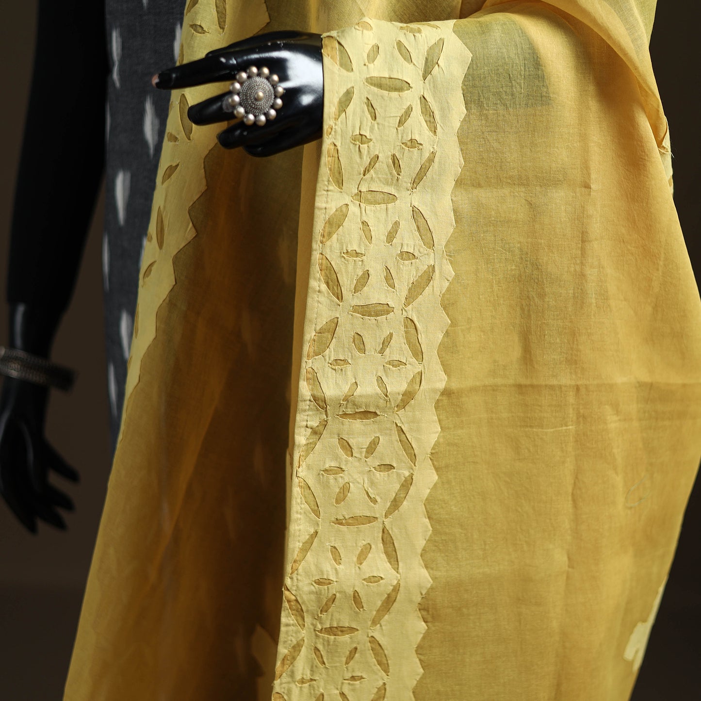 Yellow - Pure Cotton Barmer Cutwork Applique Dupatta 33