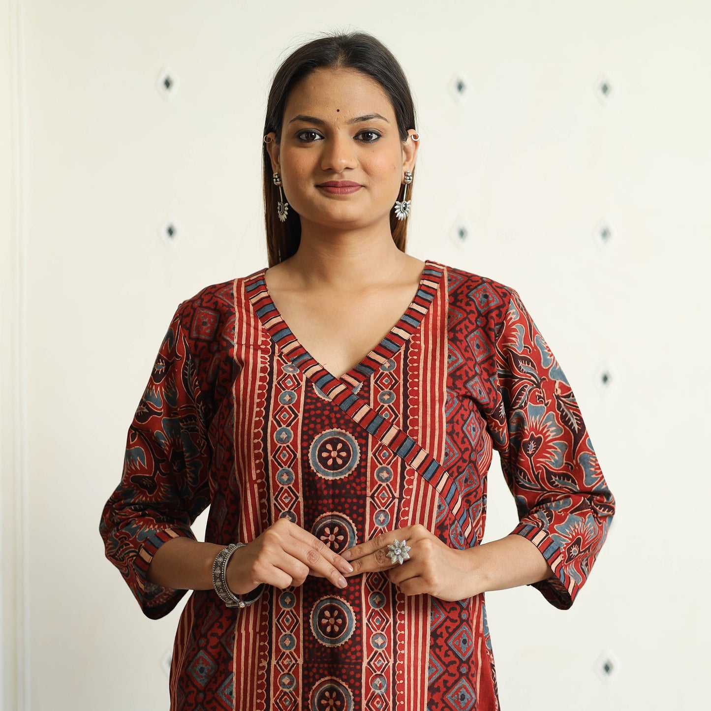 Buy Limited Stock! Ajrakh Block Printed Cotton Straight Kurta Online at iTokri.com