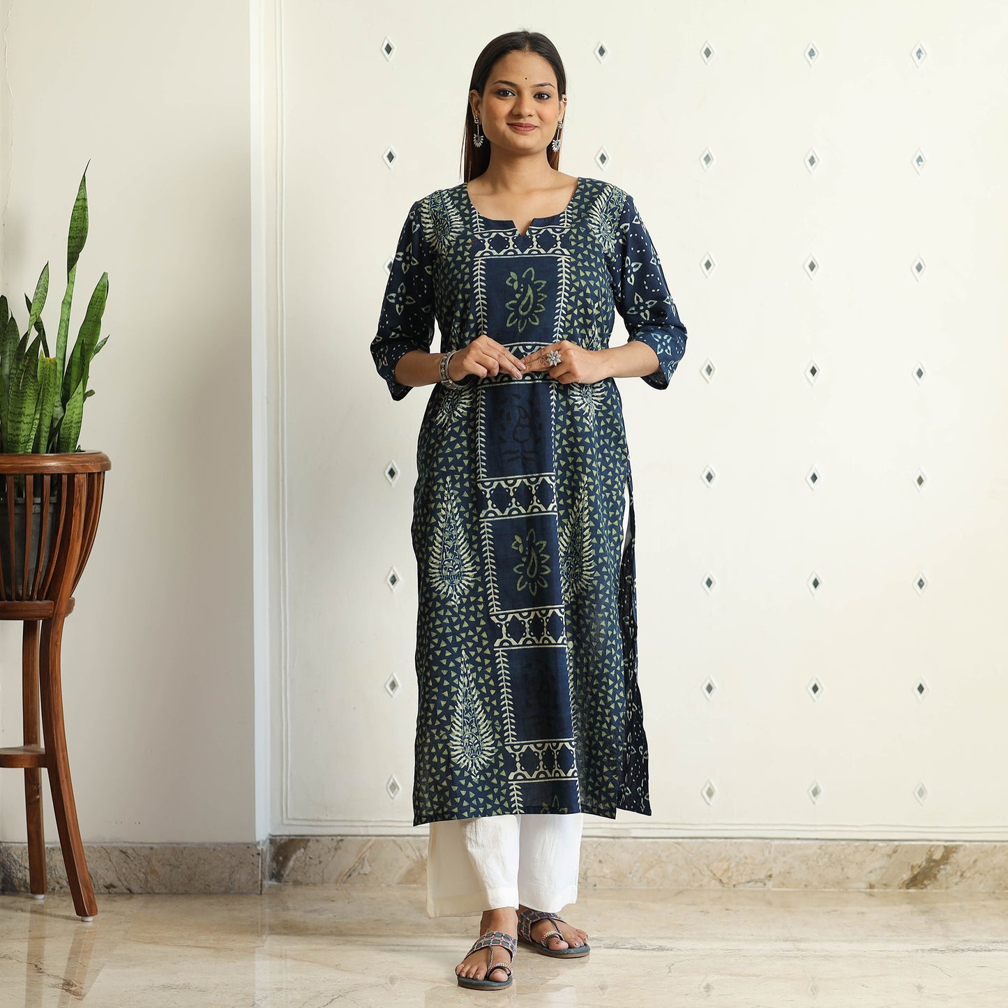 Limited Stock! Ajrakh Block Printed Cotton Straight Kurta