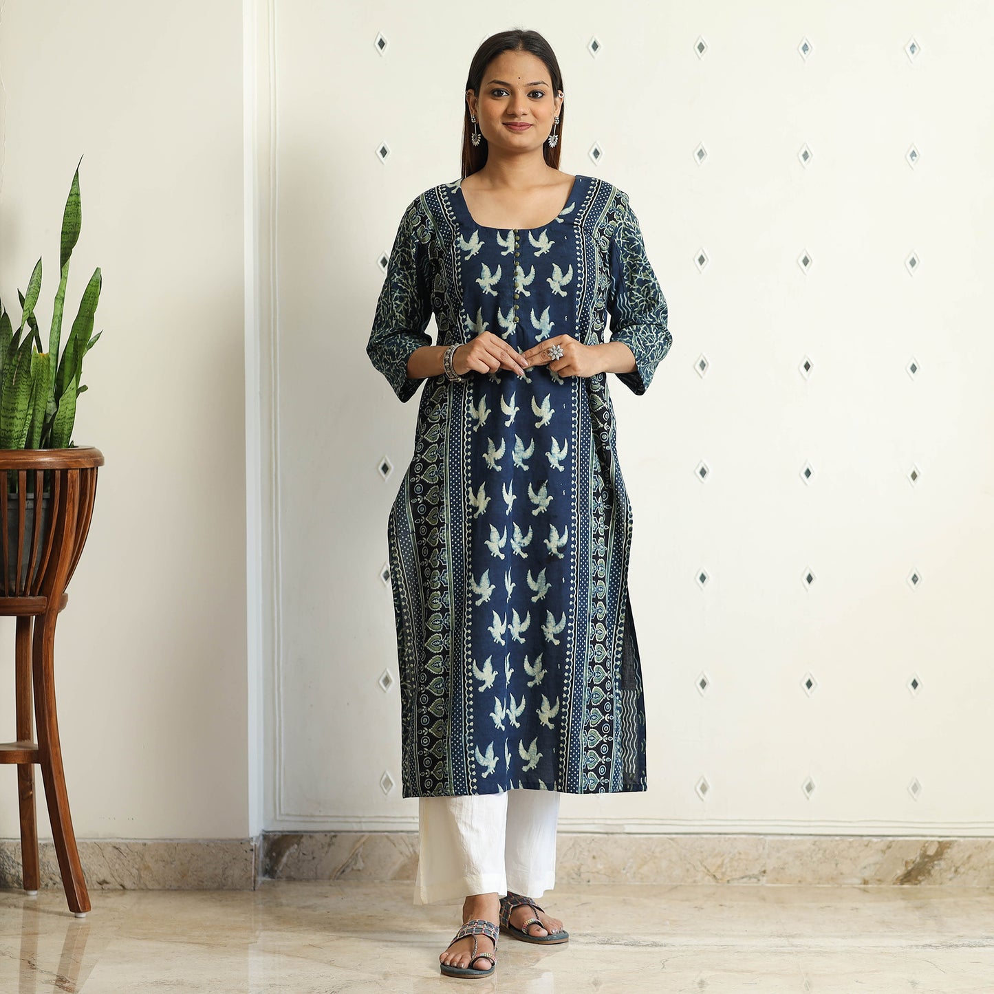 Limited Stock! Ajrakh Block Printed Cotton Straight Kurta