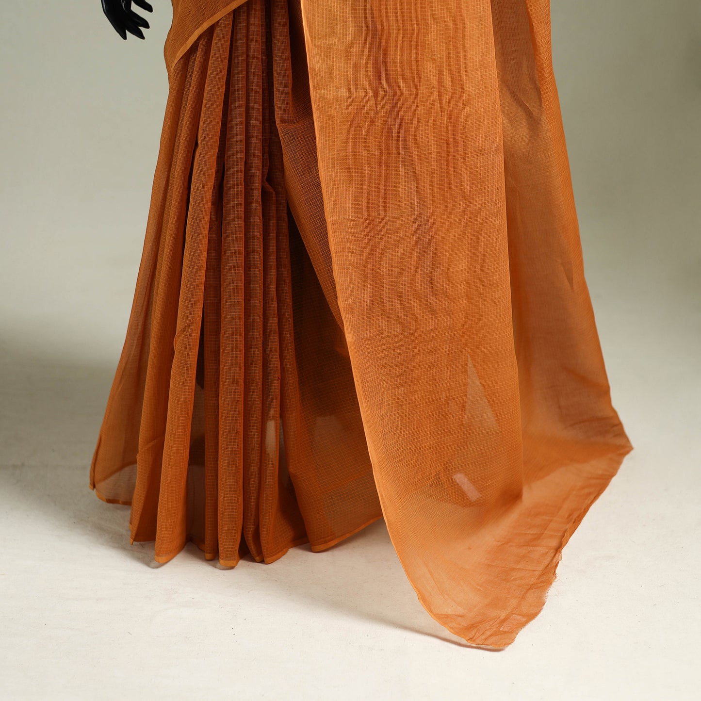 Orange - Nazaakat Kota Doria Cotton Plain Saree with Blouse & Jewellery Set 145
