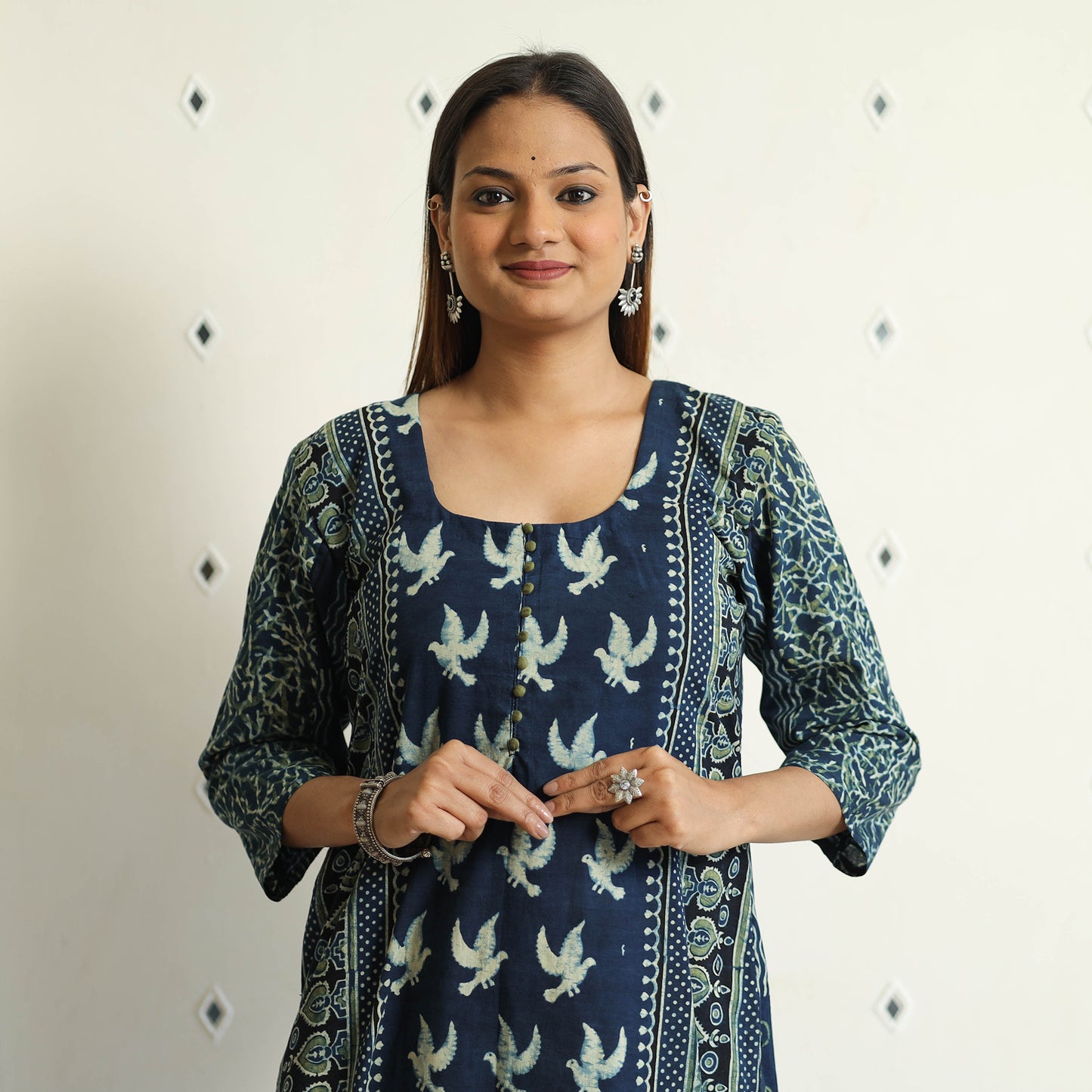 Limited Stock! Ajrakh Block Printed Cotton Straight Kurta