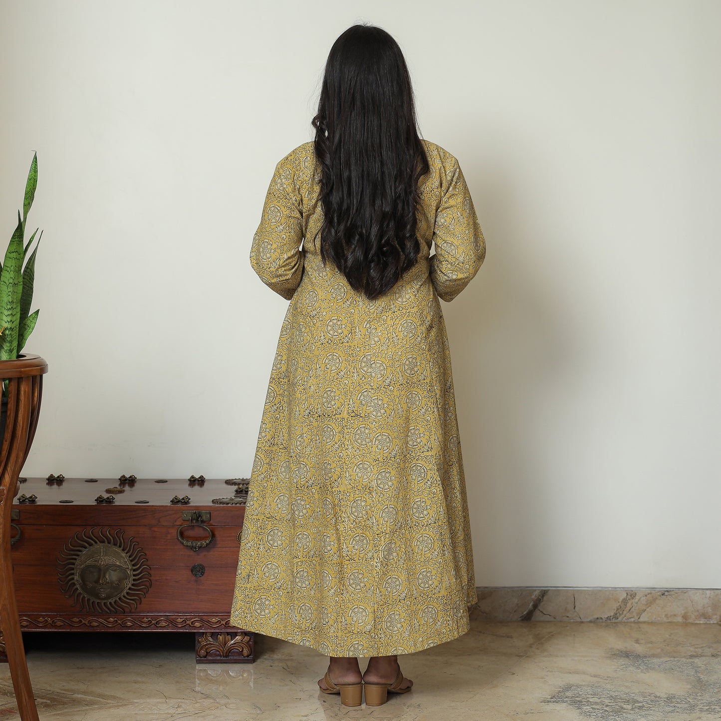 Buy Pedana Kalamkari Block Printed Cotton Tiered Dress 01 Online at iTokri.com