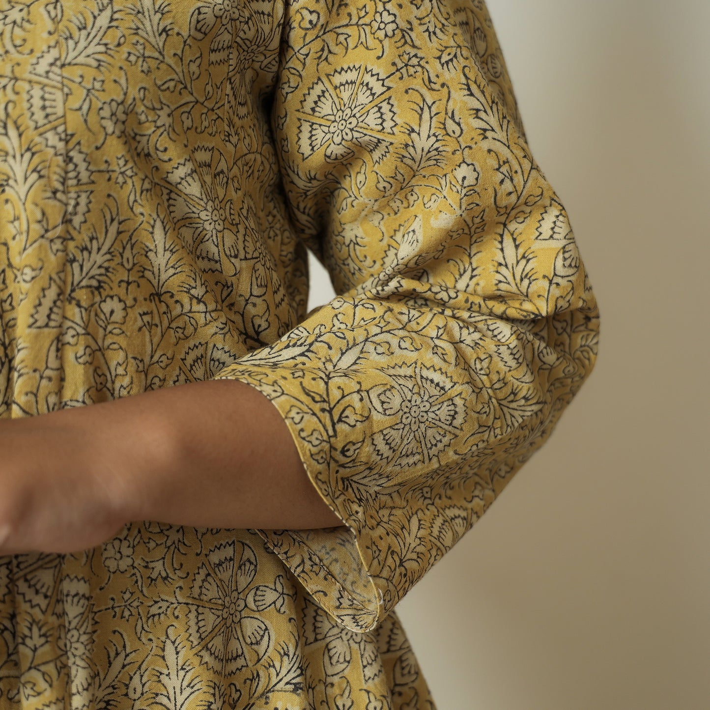 Buy Pedana Kalamkari Block Printed Cotton Tiered Dress 01 Online at iTokri.com