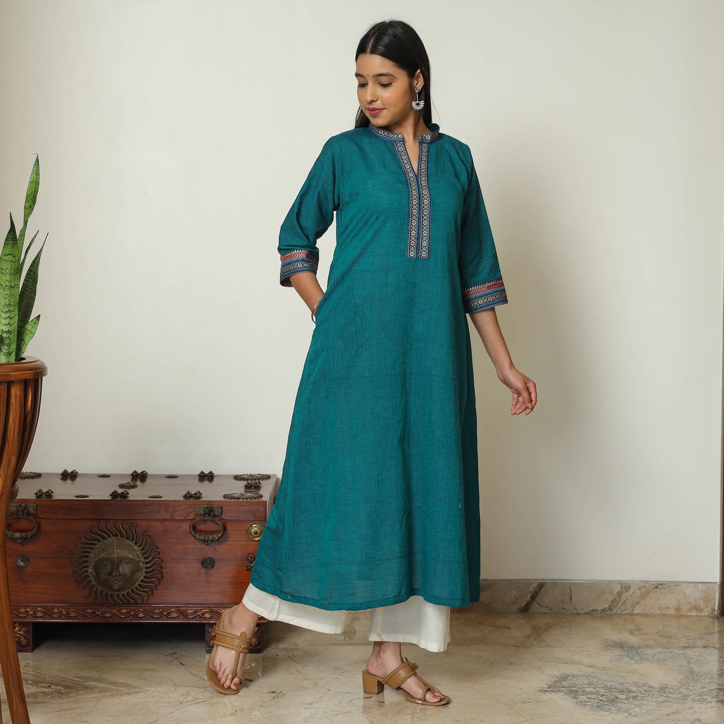 Green - Dharwad Cotton A-Line Kurta 15