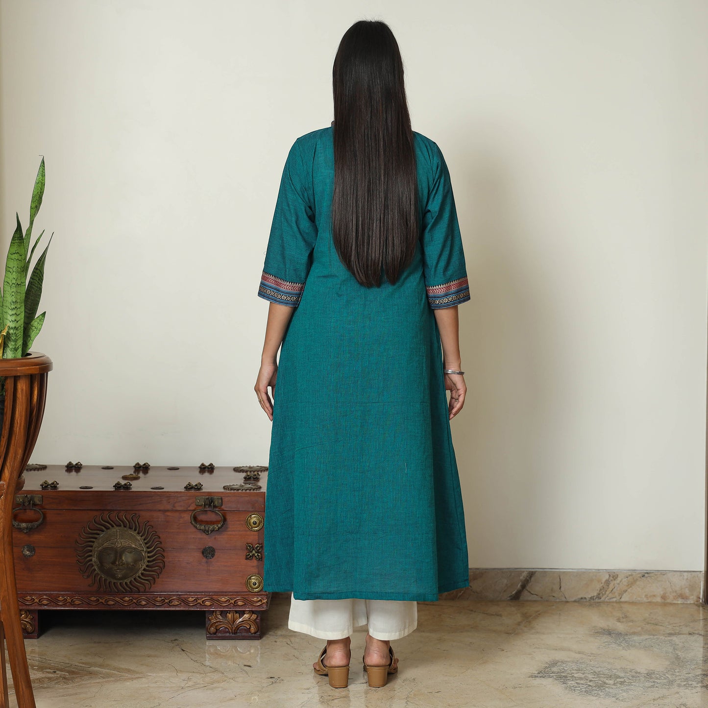 Green - Dharwad Cotton A-Line Kurta 15
